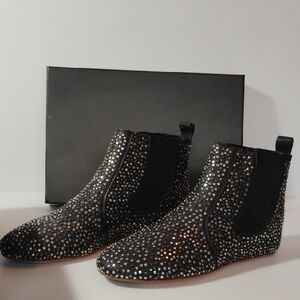 Joe's New In Box Nadege II Silver Studded Black Leather Booties Sz 7.5